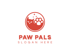 Pet Grooming Cat Paw logo design