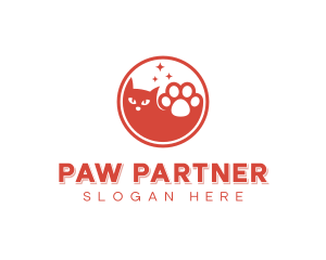 Pet Grooming Cat Paw logo design