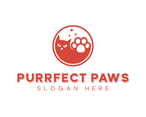 Pet Grooming Cat Paw logo design