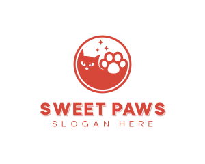 Pet Grooming Cat Paw logo design