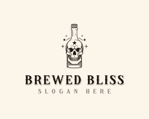 Skull Bottle Brewery logo design