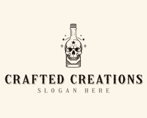 Skull Bottle Brewery logo design