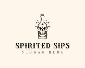 Skull Bottle Brewery logo design