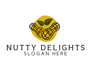 Round Peanut Leaf logo design