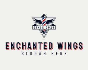 Winged Barbers Pole logo design