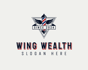 Winged Barbers Pole logo design