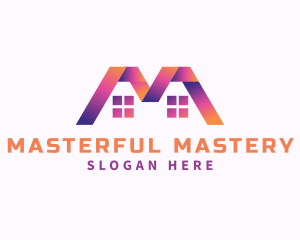 Roofing House Maintenance Letter M logo design