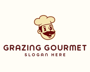 Retro Mustache Chef logo design