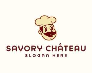 Retro Mustache Chef logo design