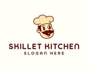 Retro Mustache Chef logo design