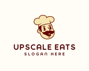 Retro Mustache Chef logo design