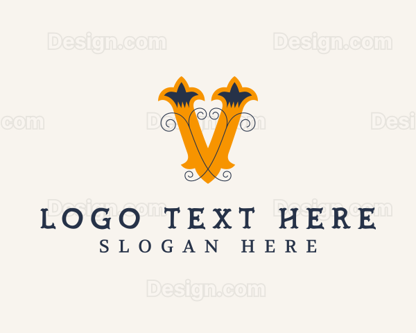 Antique Interior Design Decor Letter V Logo