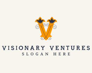 Antique Interior Design Decor Letter V logo