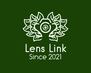 Camera Lens Leaves logo design