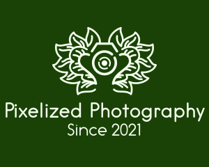 Camera Lens Leaves logo design