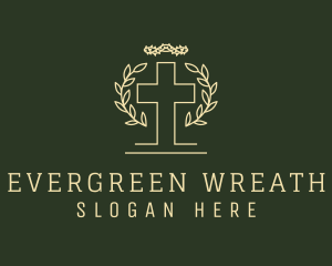 Wreath Cross Thorns logo design