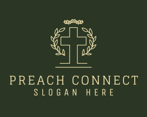 Wreath Cross Thorns logo design