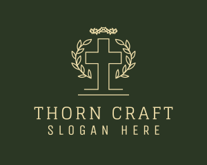 Wreath Cross Thorns logo design