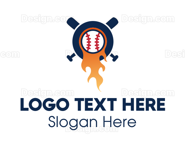 Baseball Sport Flame Logo