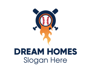 Baseball Sport Flame  Logo