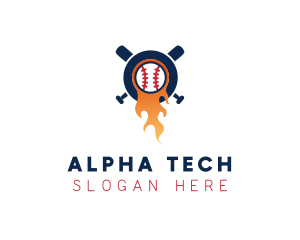 Baseball Sport Flame  logo design