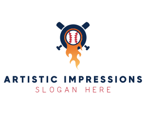 Baseball Sport Flame  logo design