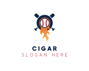 Baseball Sport Flame  logo design