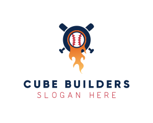 Baseball Sport Flame  logo design