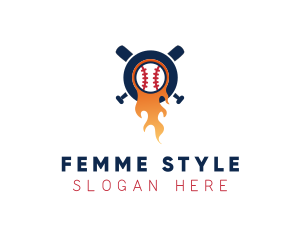 Baseball Sport Flame  logo design