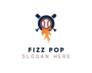 Baseball Sport Flame  logo design