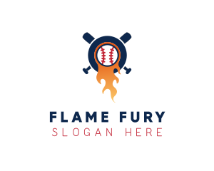 Baseball Sport Flame  logo design