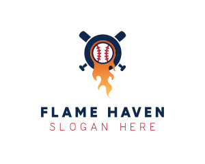 Baseball Sport Flame  logo