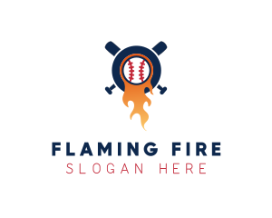 Baseball Sport Flame  logo design