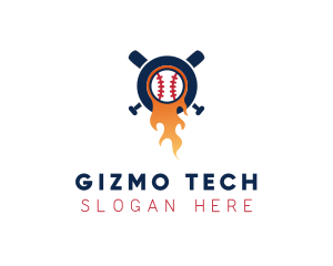 Baseball Sport Flame  logo design