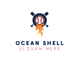 Baseball Sport Flame  logo design