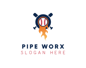 Baseball Sport Flame  logo design