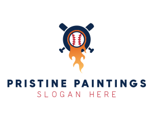 Baseball Sport Flame  logo design