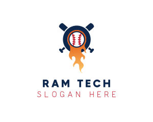 Baseball Sport Flame  logo design