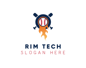 Baseball Sport Flame  logo design