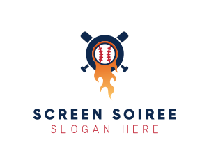 Baseball Sport Flame  logo design