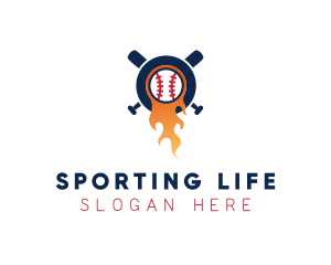 Baseball Sport Flame  logo