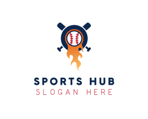 Baseball Sport Flame  logo design