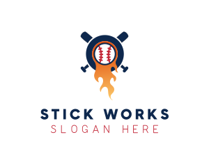 Baseball Sport Flame  logo design