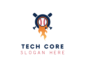 Baseball Sport Flame  logo design