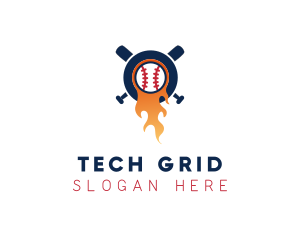 Baseball Sport Flame  logo design