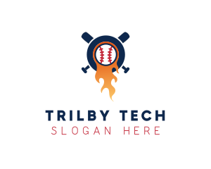 Baseball Sport Flame  logo design