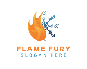 Flame Snowflake HVAC logo design