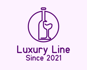 Bottle & Glass Line Art  logo design