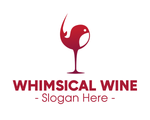 Whale Wine Glass  logo design