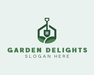 House Landscaping Shovel logo design